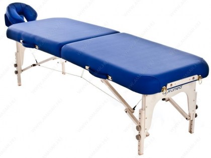 masszázságy, 2 zónás, favázas, shiatsu, vastag párnázat, 184x63cm, kék, minőségi, összecsukható, hordozható, quirumed, budapest