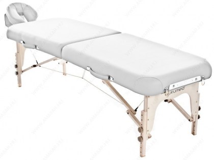 masszázságy, 2 zónás, favázas, shiatsu, vastag párnázat, 184x63cm, fehér, minőségi, összecsukható, hordozható, quirumed, budapest