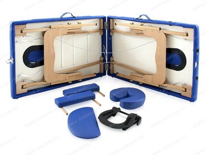 masszázságy, 2 zónás, favázas, 186x66cm, kék, minőségi, összecsukható, hordozható, quirumed, budapest