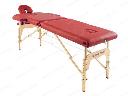 masszázságy, 2 zónás, favázas, 186x66cm, piros, minőségi, összecsukható, hordozható, quirumed, budapest