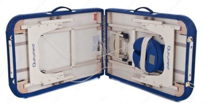 masszázságy, 2 zónás, favázas, shiatsu, vastag párnázat, 184x63cm, kék, minőségi, összecsukható, hordozható, quirumed, budapest