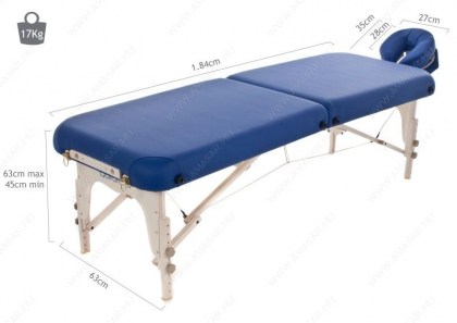 masszázságy, 2 zónás, favázas, shiatsu, vastag párnázat, 184x63cm, kék, minőségi, összecsukható, hordozható, quirumed, budapest