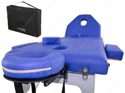 masszázságy, 3 zónás, aluvázas, elite, prémium minőségű, vastag párnázat, 186x66cm, kék, minőségi, összecsukható, hordozható, quirumed, budapest