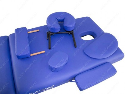 masszázságy, 3 zónás, aluvázas, elite, prémium minőségű, vastag párnázat, 186x66cm, kék, minőségi, összecsukható, hordozható, quirumed, budapest