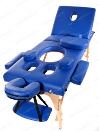 masszázságy, terhes, 3 zónás, favázas, 194x70cm, kék, minőségi, összecsukható, hordozható, quirumed, budapest