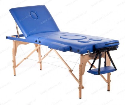 masszázságy, terhes, 3 zónás, favázas, 194x70cm, kék, minőségi, összecsukható, hordozható, quirumed, budapest