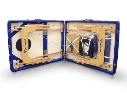 masszázságy, 3 zónás, favázas, 194x70cm, kék, minőségi, összecsukható, hordozható, quirumed, budapest