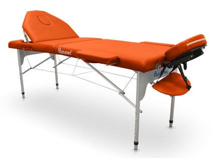masszázságy, 3 zónás, aluvázas, 186x66cm, narancs, minőségi, összecsukható, hordozható, quirumed, budapest