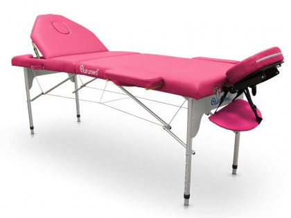masszázságy, 3 zónás, aluvázas, 186x66cm, rózsaszín, minőségi, összecsukható, hordozható, quirumed, budapest