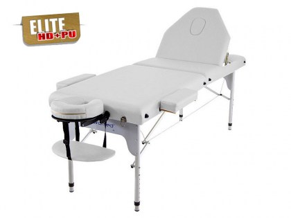 masszázságy, 3 zónás, aluvázas, elite, prémium minőségű, vastag párnázat, 186x66cm, fehér, minőségi, összecsukható, hordozható, quirumed, budapest