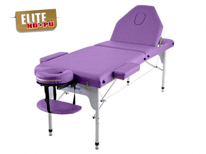 masszázságy, 3 zónás, aluvázas, elite, prémium minőségű, vastag párnázat, 186x66cm, lila, minőségi, összecsukható, hordozható, quirumed, budapest