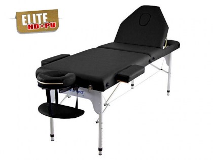 masszázságy, 3 zónás, aluvázas, elite, prémium minőségű, vastag párnázat, 186x66cm, fekete, minőségi, összecsukható, hordozható, quirumed, budapest