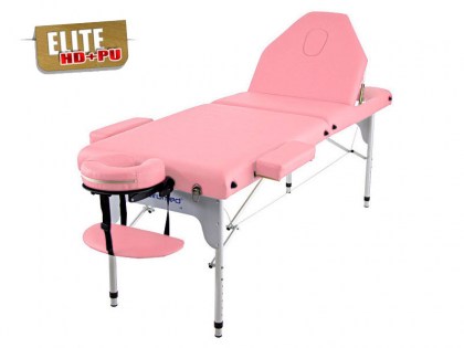 masszázságy, 3 zónás, aluvázas, elite, prémium minőségű, vastag párnázat, 186x66cm, rózsaszín, minőségi, összecsukható, hordozható, quirumed, budapest