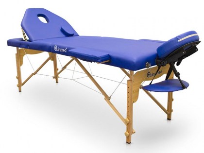 masszázságy, 3 zónás, favázas, 186x66cm, kék, minőségi, összecsukható, hordozható, quirumed, budapest