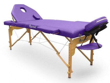 masszázságy, 3 zónás, favázas, 186x66cm, lila, minőségi, összecsukható, hordozható, quirumed, budapest