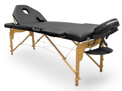 masszázságy, 3 zónás, favázas, 186x66cm, fekete, minőségi, összecsukható, hordozható, quirumed, budapest