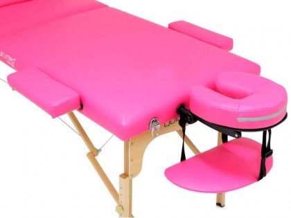 masszázságy, 3 zónás, favázas, 186x66cm, rózaszín, minőségi, összecsukható, hordozható, quirumed, budapest