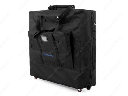 masszázs kellék, masszázságy hordtáska, nagy zsebbel, gurulós, vállra akasztható, cipzárral, quirumed, minőségi, fekete, 98x72x23 cm, amasar, budapest